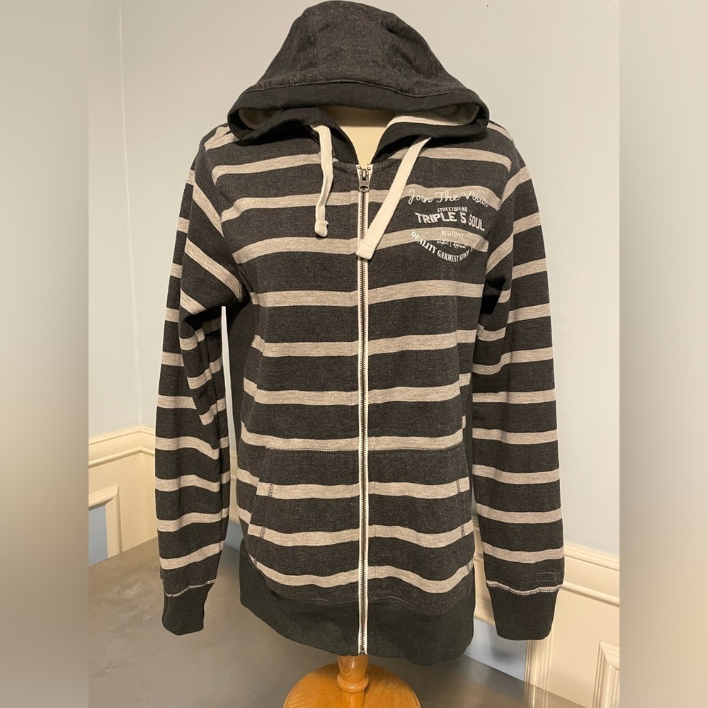 Triple Five Soul - long length striped hoodie
